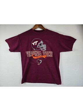 Virginia Tech Hokies Maroon T-Shirt Small Champs Team Edition 100% Cotton